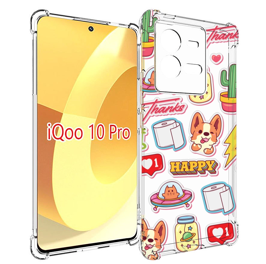 

Чехол MyPads милые-стикеры-корги для Vivo iQOO 10 Pro, Прозрачный, Tocco