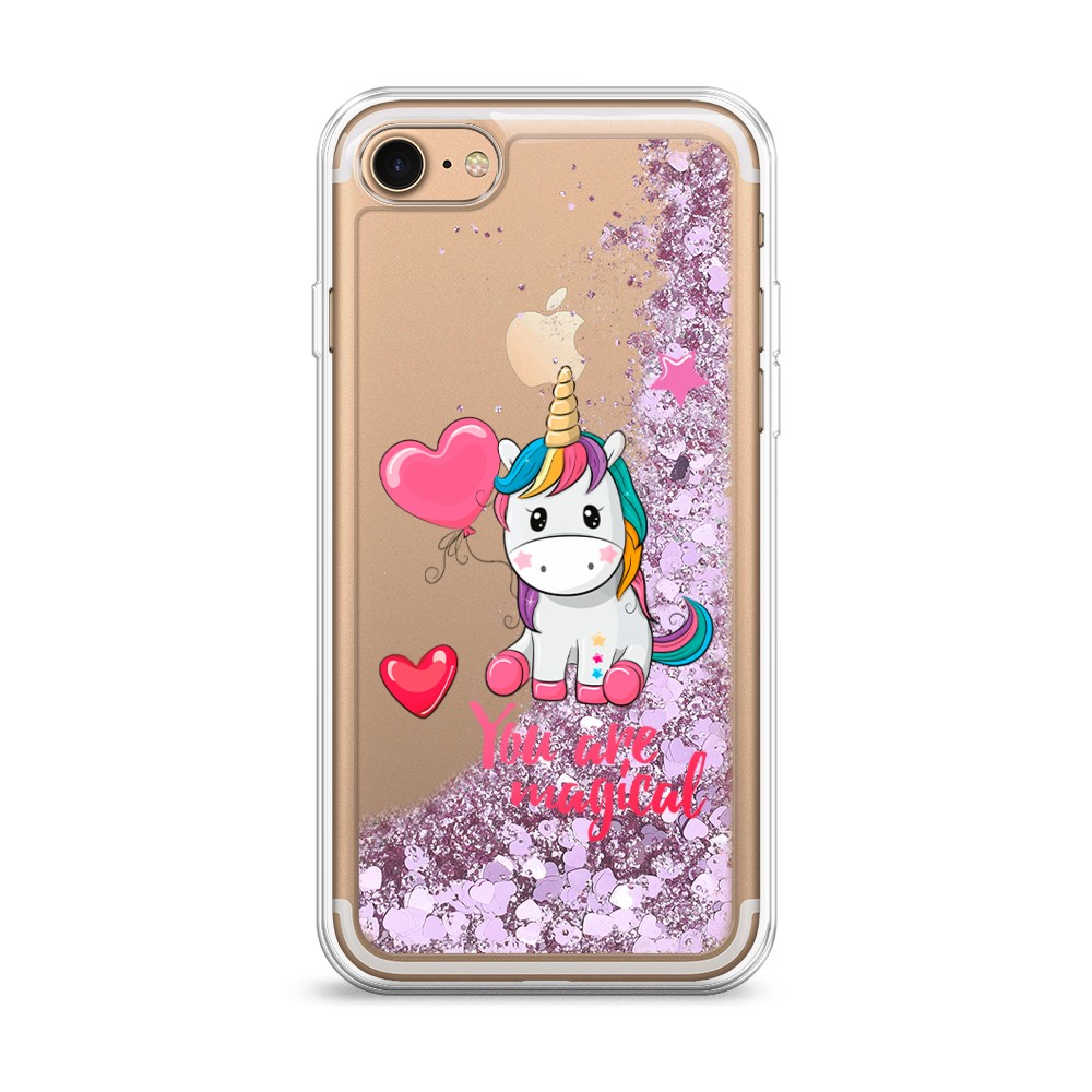 

Жидкий чехол с блестками "Волшебная единорожка" на Apple iPhone 7, 10694-1