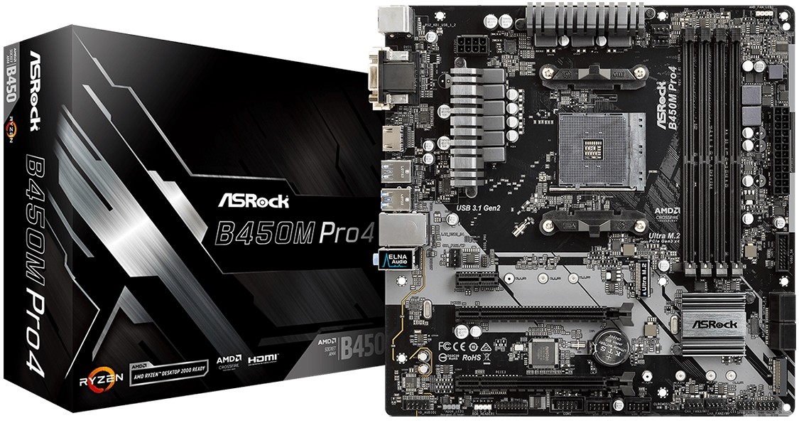 фото Материнская плата asrock b450m pro4 r2.0