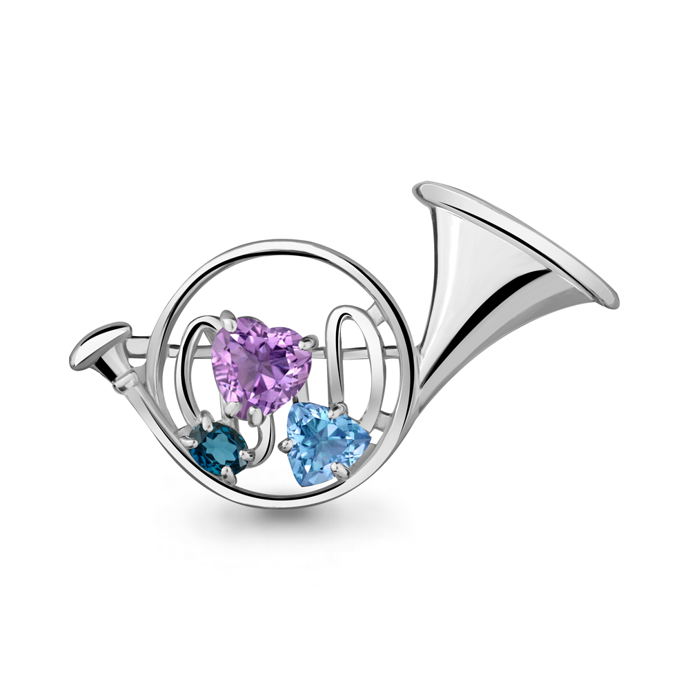 

Брошь из серебра с аметистом\топазом Aquamarine Aquamarine 7269442_925_р, 7269442_925_р