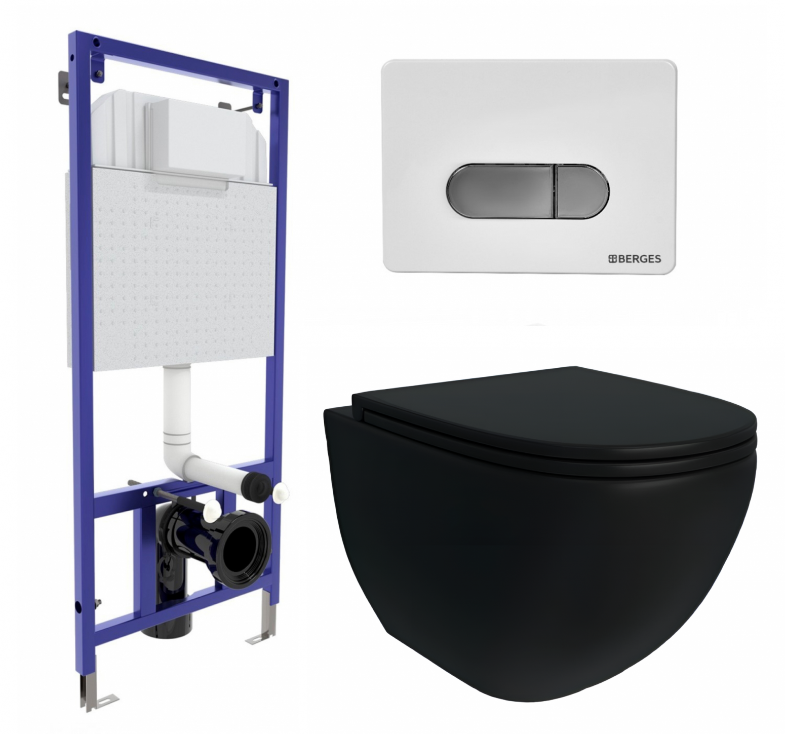 

Комплект: инсталляция Berges Wasserhaus Novum + унитаз Unico BL + кнопка хром, 558499