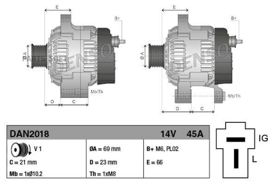 

Генератор Heavy duty 14V 45A