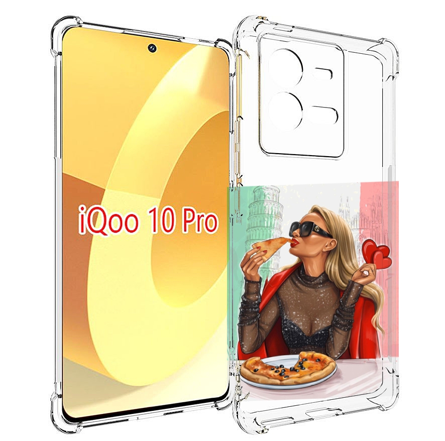 Чехол MyPads любительница-пиццы женский для Vivo iQOO 10 Pro