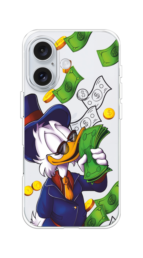 

Чехол на Apple iPhone 16 "Scrooge McDuck with Money", Синий;зеленый;белый, 16050-1