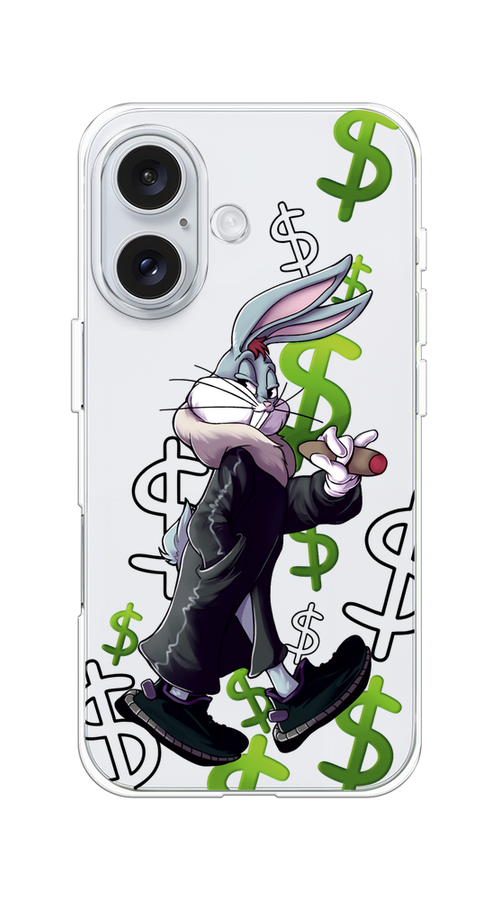

Чехол на Apple iPhone 16 "Rich Bugs Bunny", Зеленый;черный;голубой, 16050-1