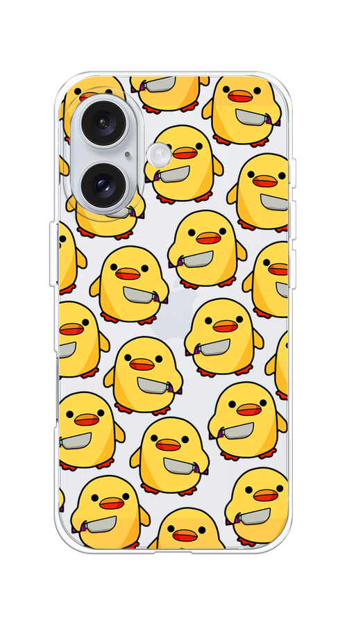 

Чехол на Apple iPhone 16 "Утка с ножом", Прозрачный;желтый;оранжевый, 16050-1