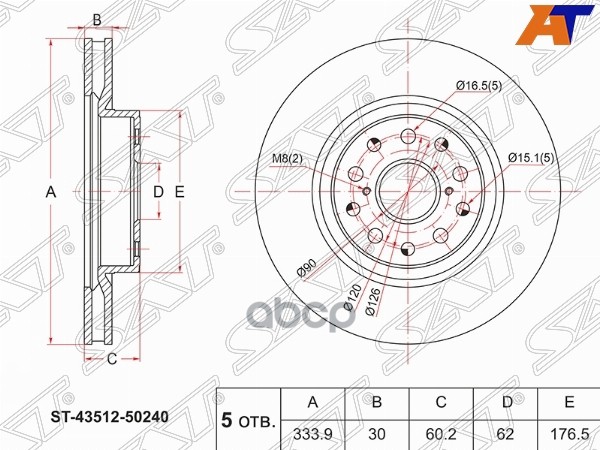 

SAT Диск тормозной перед LEXUS LS460/LS460L 06-