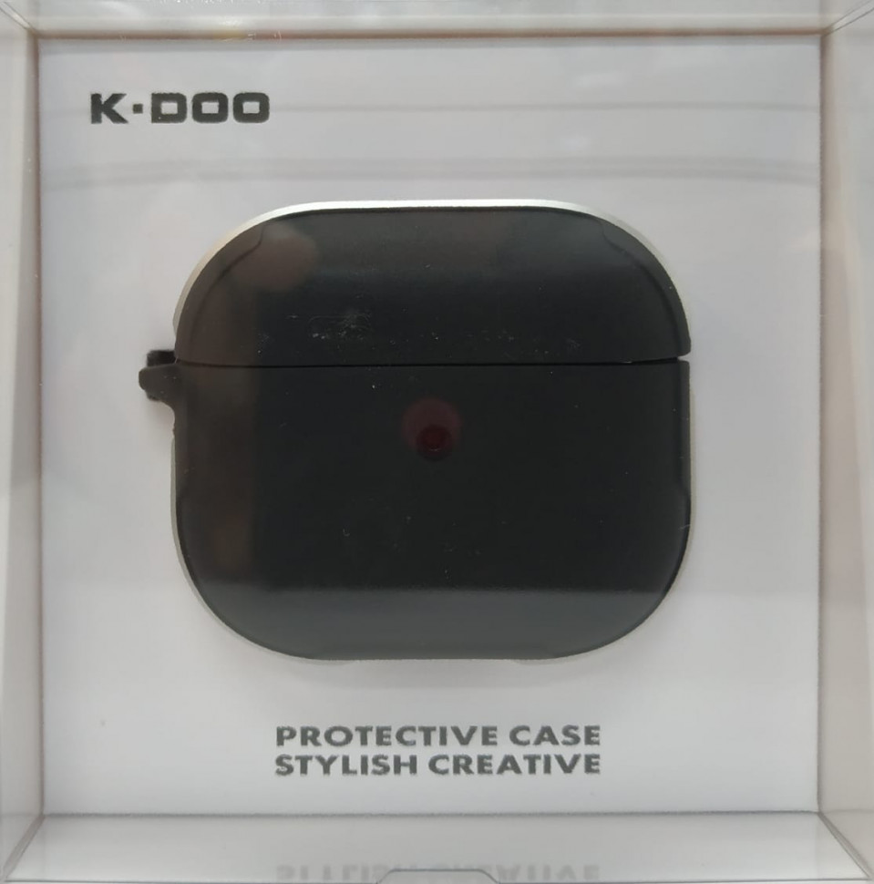 

Кожаный чехол для AirPods 3 K-DOO CrashGuard черно-серебристый