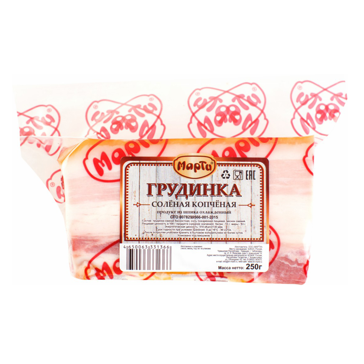 

Грудинка Марти копченая 250 г