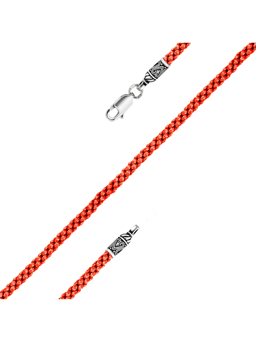 

Шнурок из серебра/текстиля р.45 SamoroDki Jewelry 2501красный, 2501кр