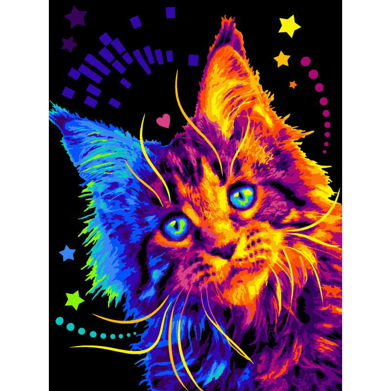 

Картина по номерам Разноцветный мейнкун Кпн-038