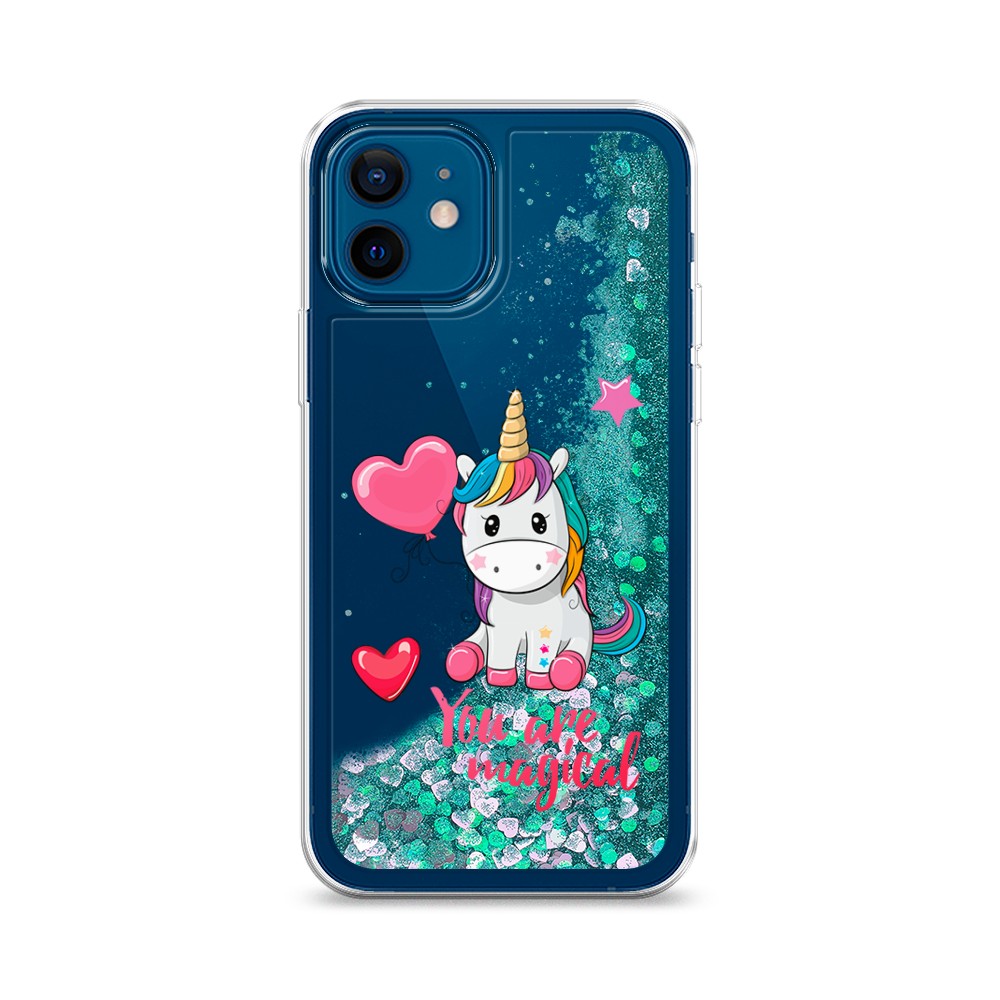 

Жидкий чехол с блестками "Волшебная единорожка" на Apple iPhone 12, 12595-1