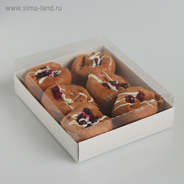 

Коробочка для печенья с прозрачной крышкой 16 х 13 х 3 см(5 шт.), Белый