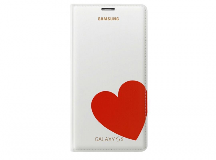 Чехол-книжка Samsung Flip Wallet Moschino Heart для Galaxy S5 (белый) EF-WG900RREGRU