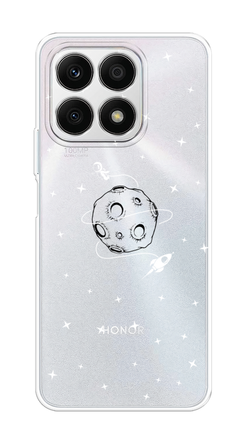 

Чехол на Honor X8A "Полет вокруг луны", Белый;серый;черный, 6120750-2