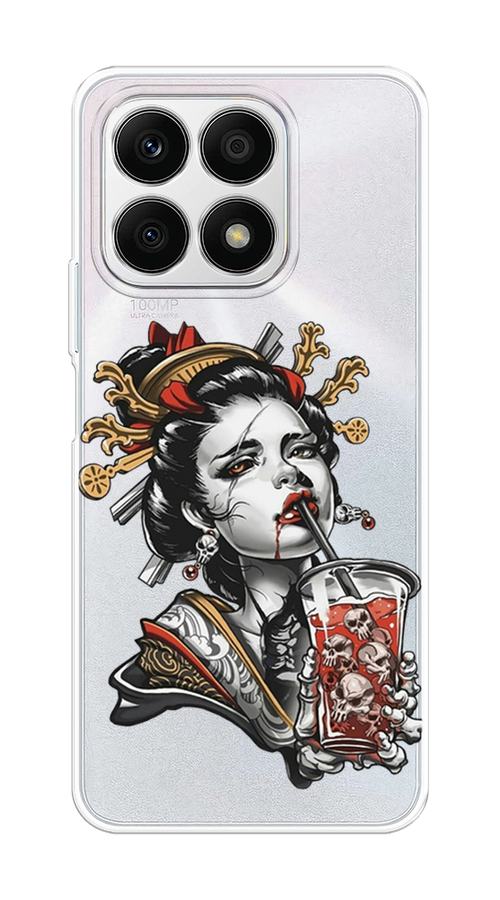 

Чехол на Honor X8A "Опасная гейша", Красный;черный;серый, 6120750-4