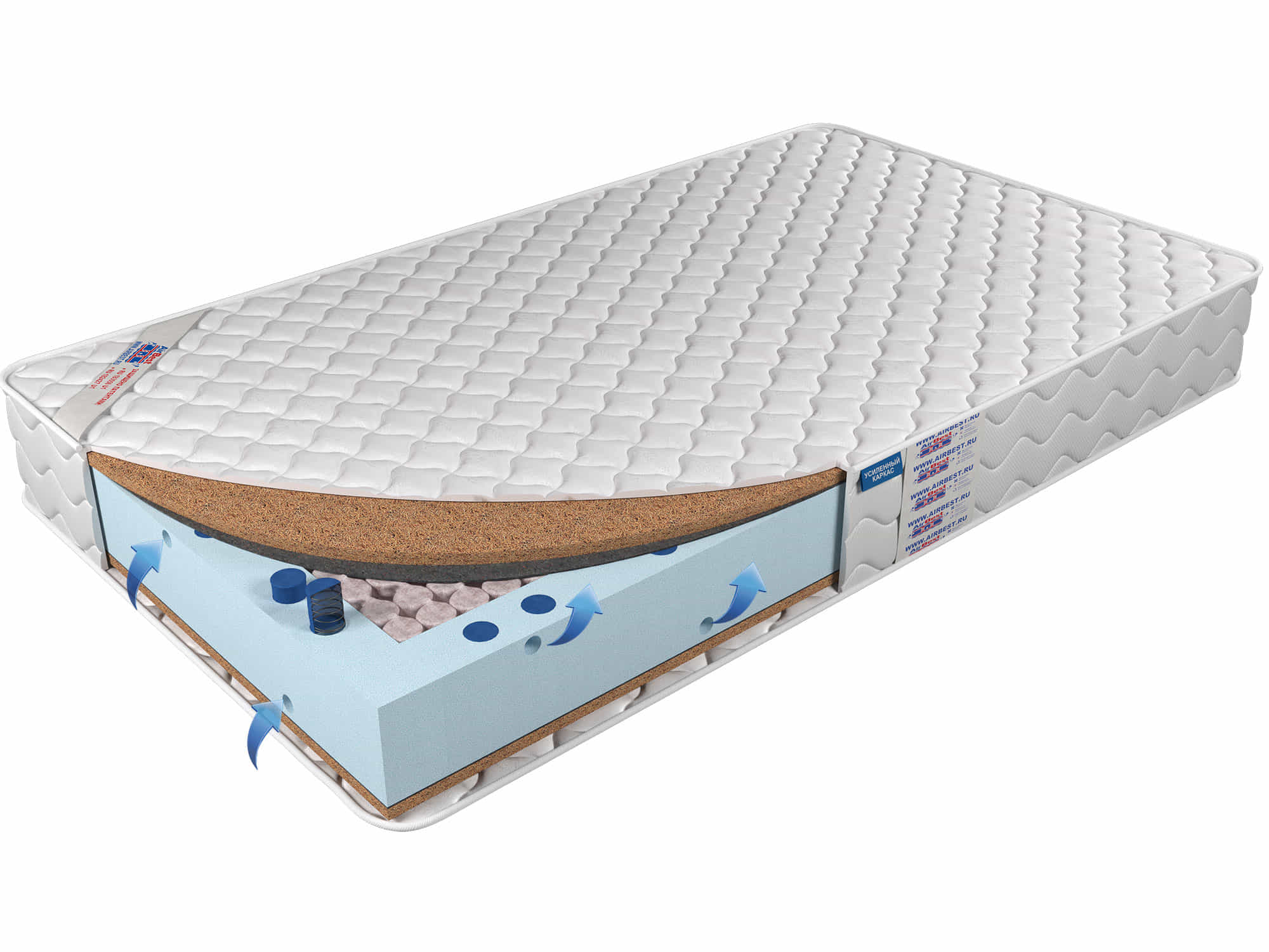 

Матрас Airbest Stub s1000 220x220x21, Белый, Матрас Airbest Stub s1000