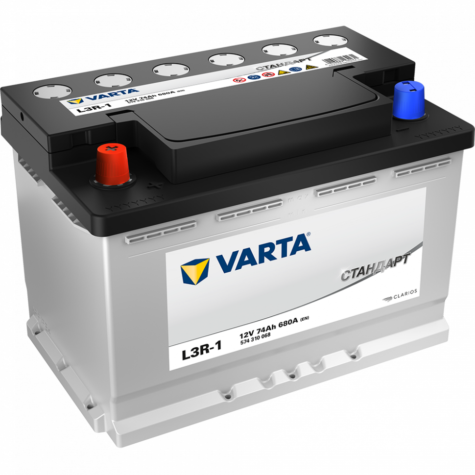Акб Стандарт 74a/Ч ( +/-) 12v 680a En 278x175х190 / 574310068 Varta 574310068