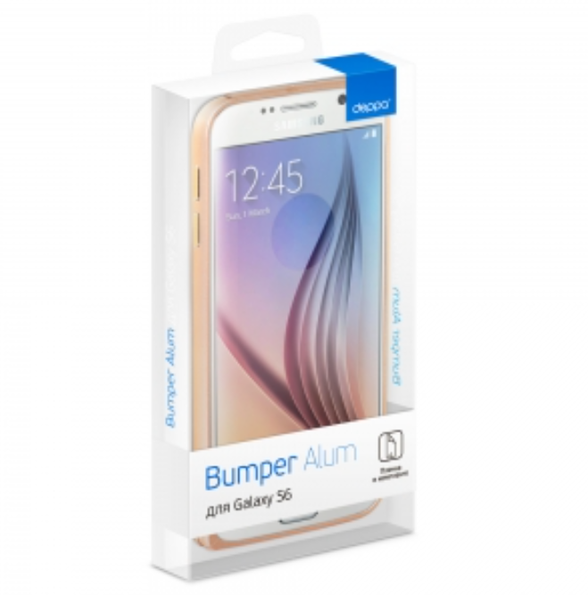 

Чехол-бампер Deppa Alum Bumper для Samsung Galaxy S6 пластиковый+защитная пленка (золотой), Золотистый