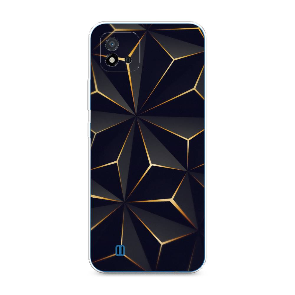 

Чехол на Oppo Realme C20 "Черные полигоны", Золотистый;черный, 254850-3
