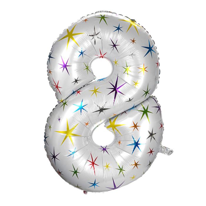 

Страна Карнавалия 40" Цифра 8, разноцветные звезды, Разноцветный