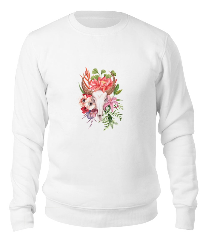 

Свитшот унисекс Printio Flower skull белый XL, Flower skull