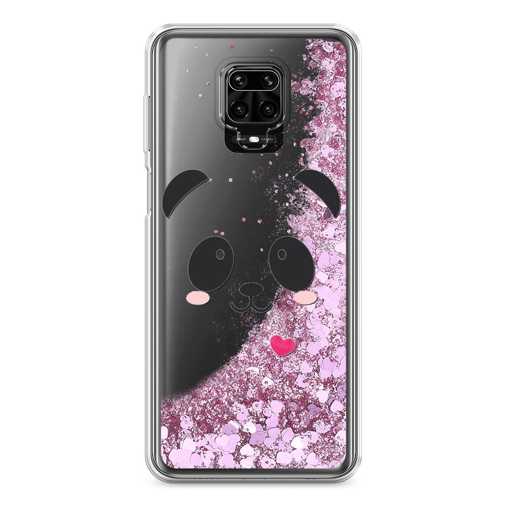 

Жидкий чехол с блестками "Влюбленный панда контур" на Xiaomi Redmi Note 9S, 37994-1
