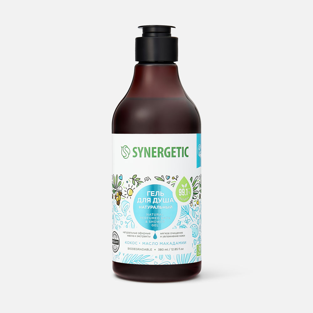 

Гель для душа Synergetic натуральный, гипоаллергенный, Кокос и масло макадамии 380 мл, Натуральный