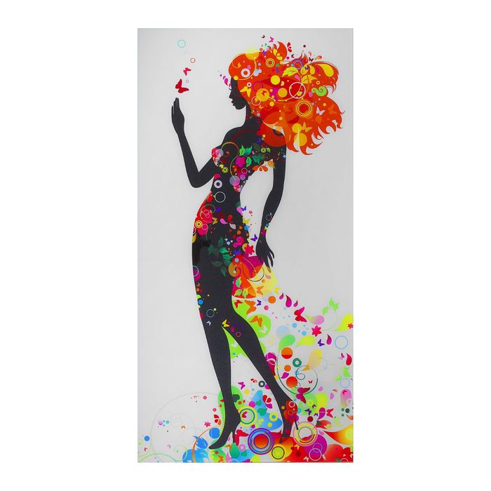 

Картина на стекле Чёрная леди с бабочками 50100см