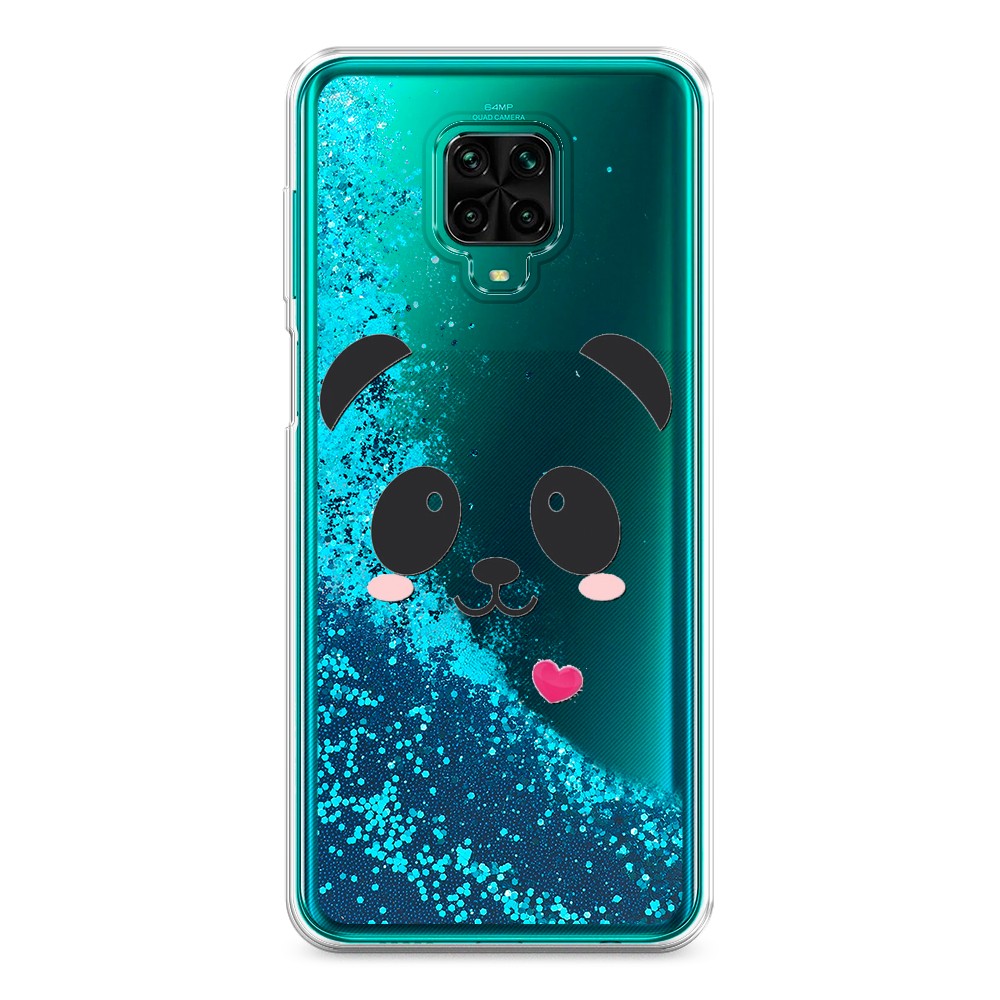 фото Жидкий чехол с блестками "влюбленный панда контур" на xiaomi redmi note 9 pro awog