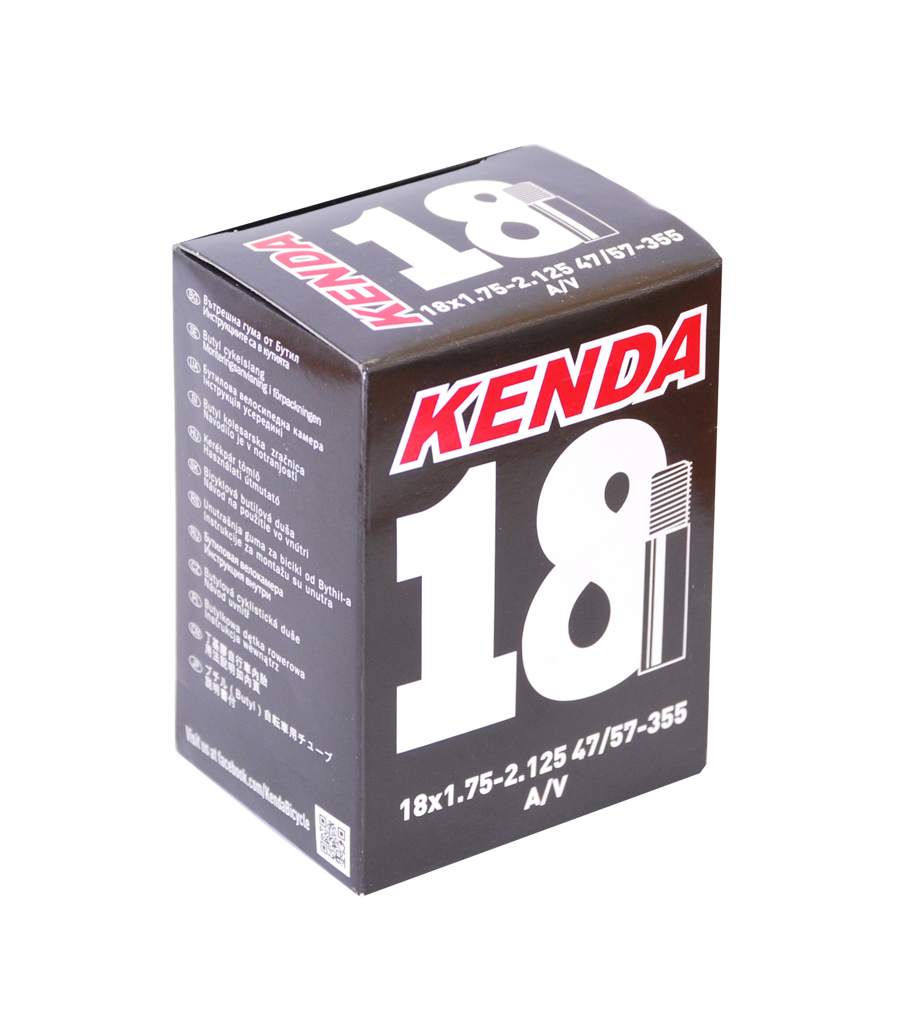 

Камера велосипедная Kenda 18" автомобильный ниппель 1.75-2.125 (47/57-355), Черный, 5-511334