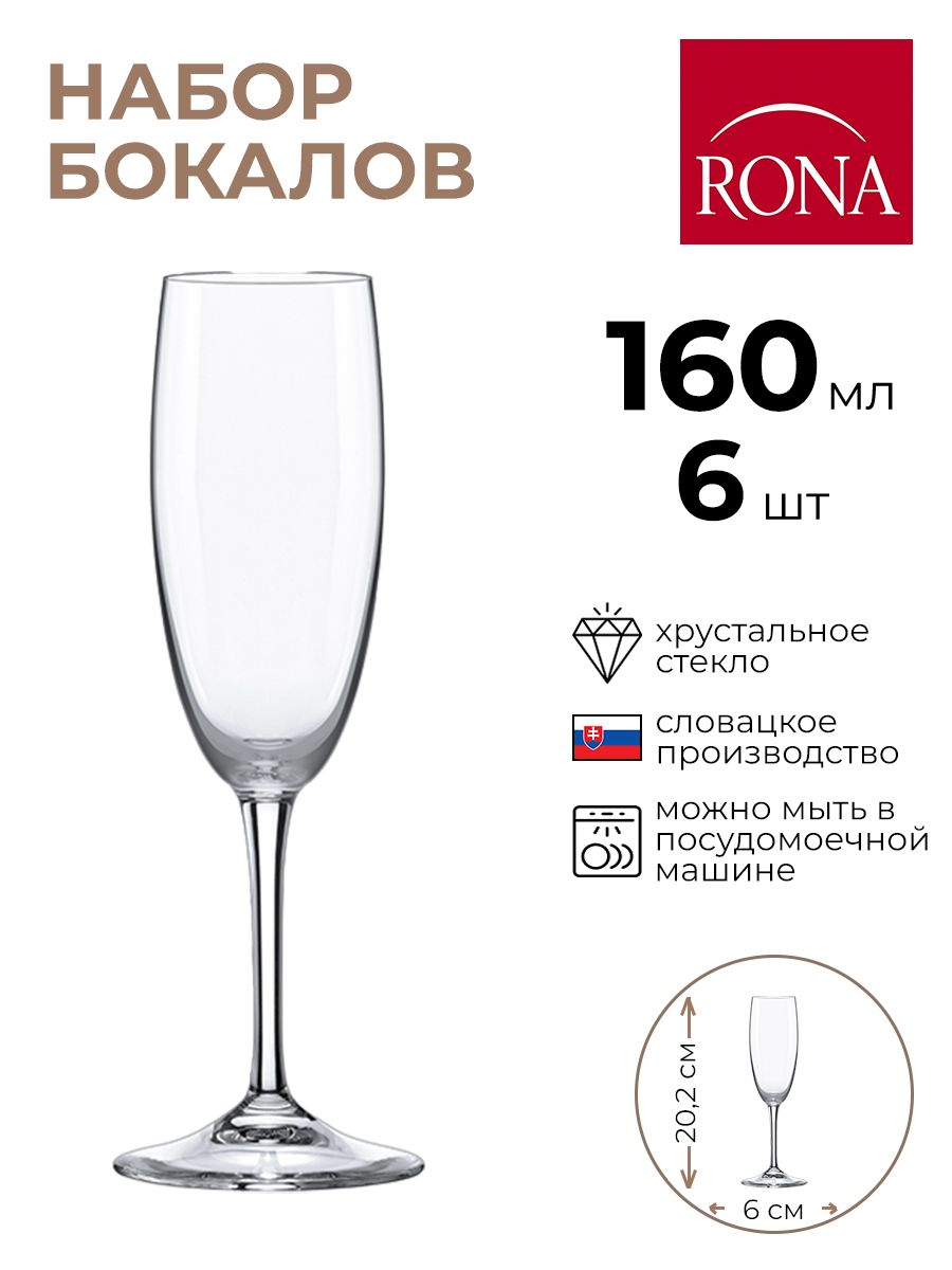 

Набор бокалов Rona 6шт 160мл, Прозрачный