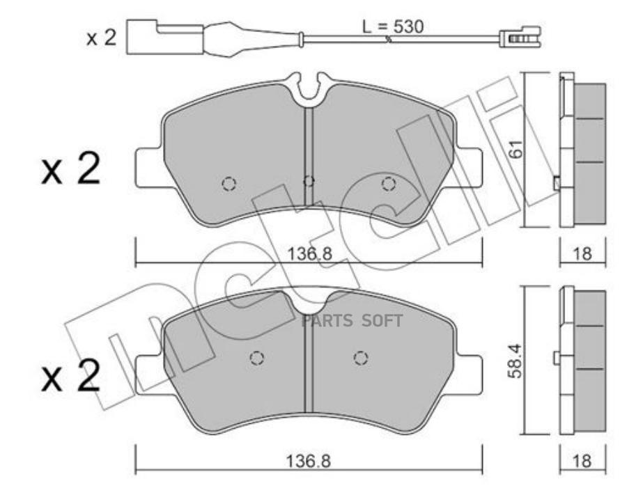 

Тормозные колодки METELLI дисковые 2209911, 2209911