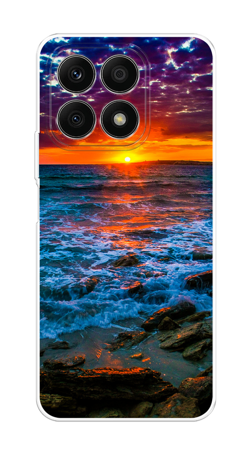 

Чехол на Honor X8A "Закат 1", Оранжевый;синий, 6120750-2