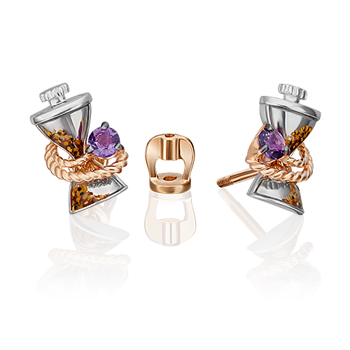 

Серьги из комбинированного золота с аметистом/эмалью PLATINA jewelry 02-4873-00-203-1111, 02-4873-00-203-1111