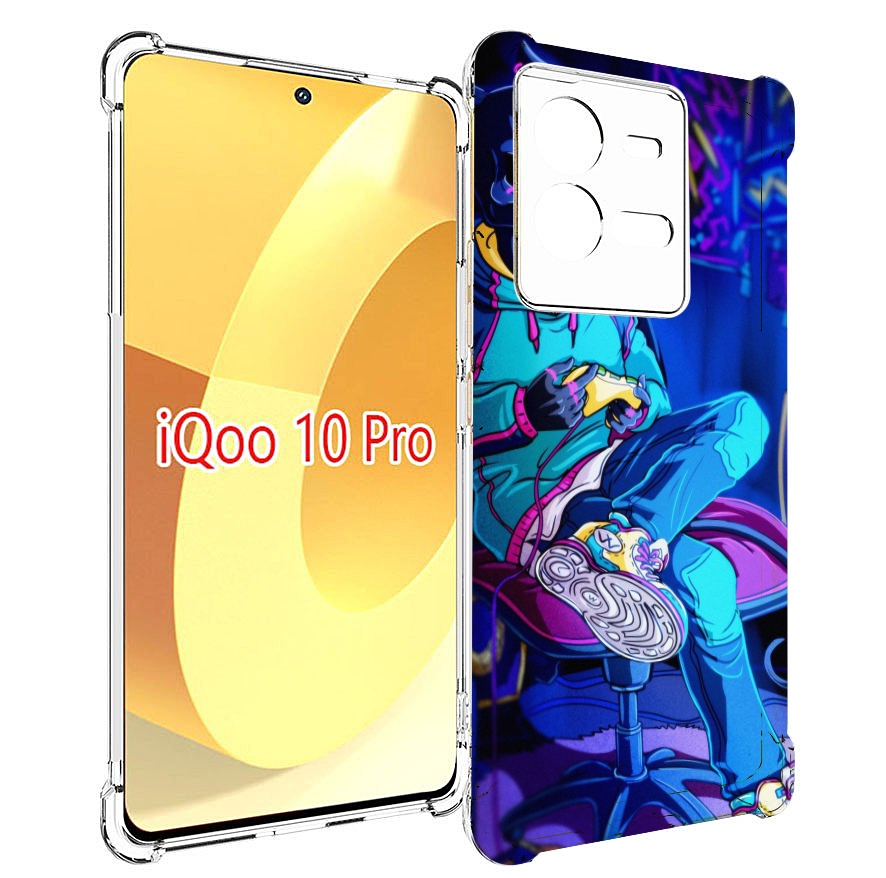 

Чехол MyPads киберпанк игрок для Vivo iQOO 10 Pro, Прозрачный, Tocco