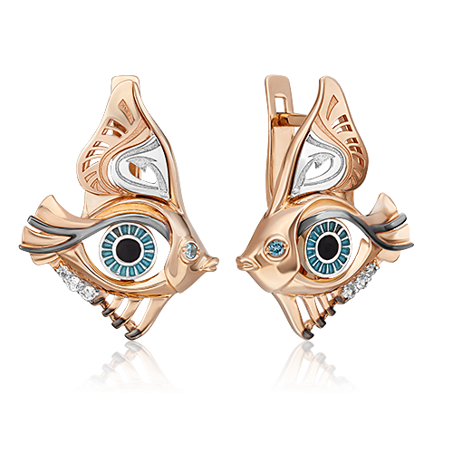 

Серьги из комбинированного золота с топазом/эмалью PLATINA jewelry 02-4870-00-201-1111, 02-4870-00-201-1111