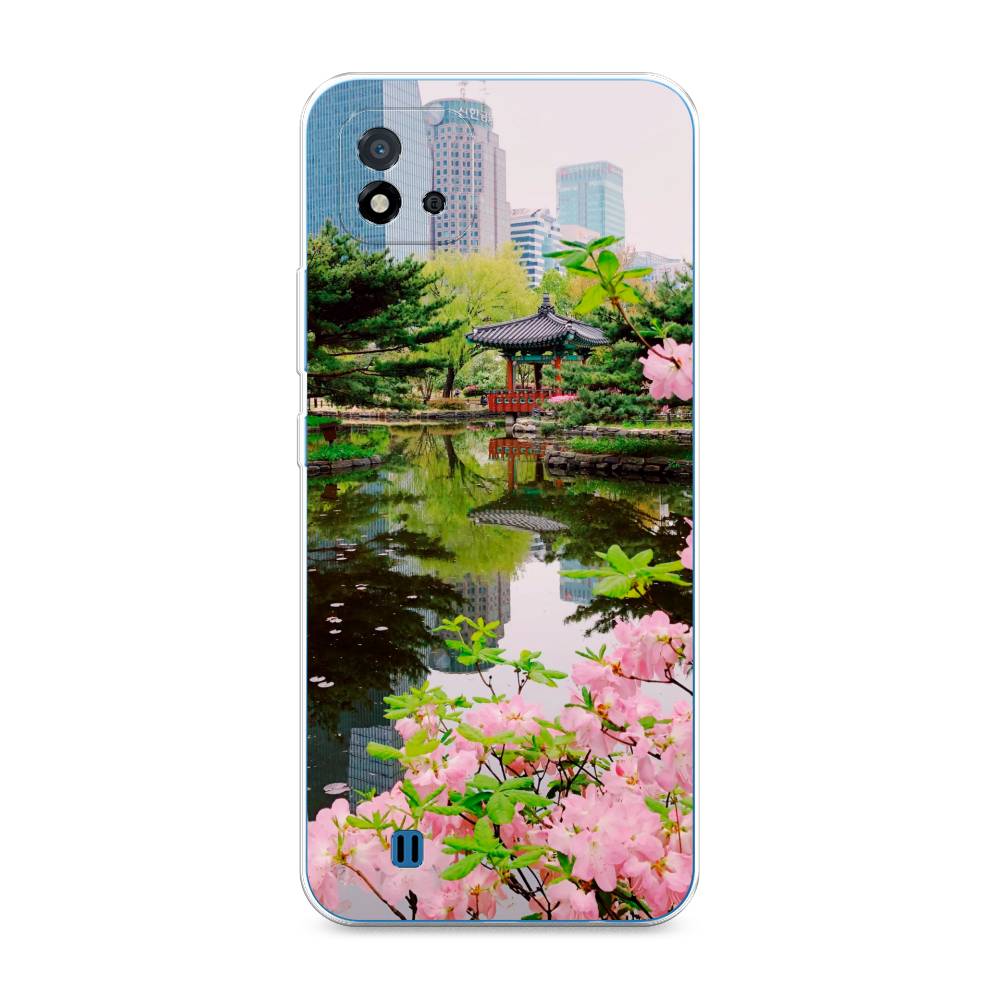 

Чехол на Oppo Realme C20 "Сакура возле озера", Зеленый;розовый;голубой, 254850-2