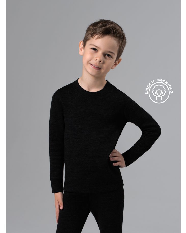 фото Лонгслив для мальчиков melle термо цвет черный, рост 128-134