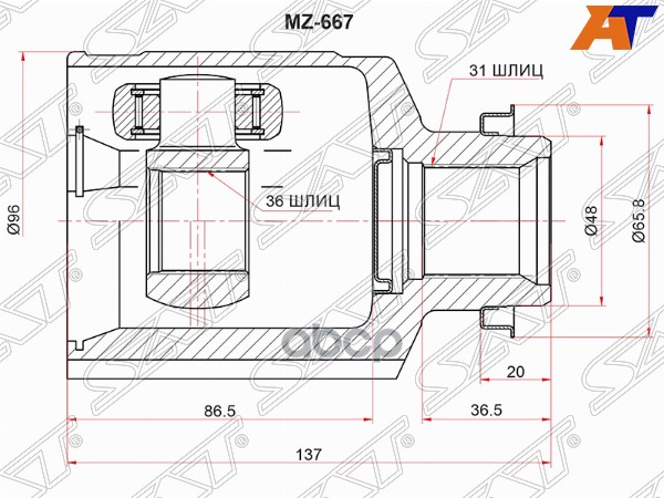 

SAT Шрус внутренний RH MAZDA CX-7 07-/CX-9 07-