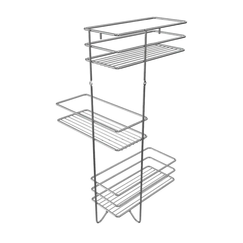 Полка для ванной комнаты Lemer Soul настенная угловая тройная 22.5x55x22.5 см хром