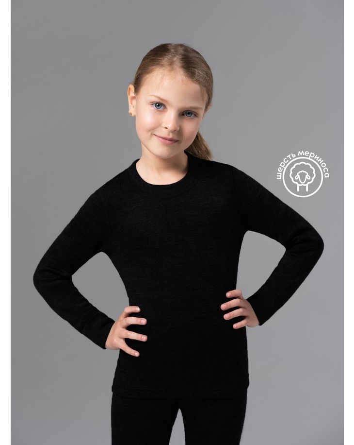 фото Лонгслив для девочек melle термо цвет черный, рост 116-122
