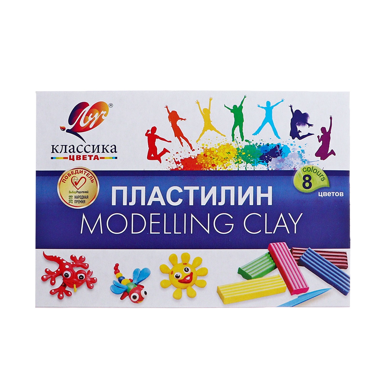 

Пластилин классический Луч Классика, 8 цветов, 160 г, со стеком, Разноцветный