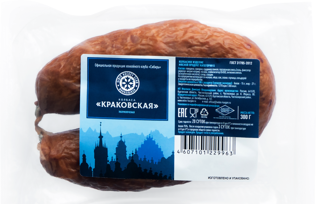

Колбаса ХК Сибирь Краковская полукопченая 300 г