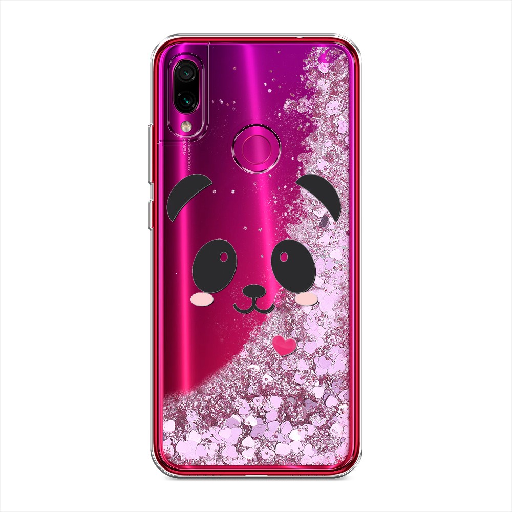 

Жидкий чехол с блестками "Влюбленный панда контур" на Xiaomi Redmi Note 7