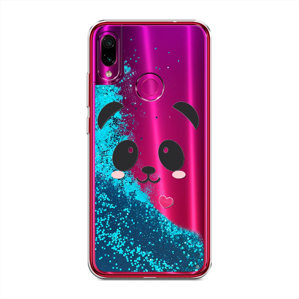 

Жидкий чехол с блестками "Влюбленный панда контур" на Xiaomi Redmi Note 7