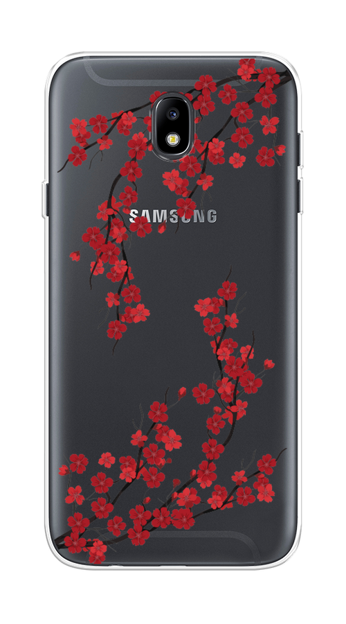 

Чехол на Samsung Galaxy J7 2017 "Красная сакура", Красный;черный, 23150-2