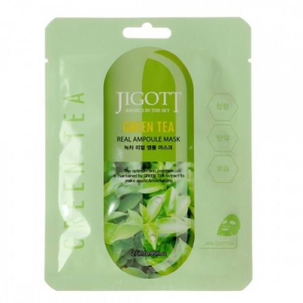 Ампульная тканевая маска JIGOTT  Green Tea Real Ampoule Mask, 27 мл х 5 шт etude 0 2 air mask snail smoothening