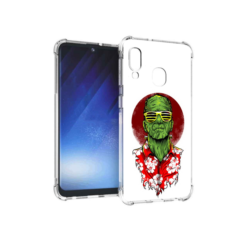 

Чехол MyPads Tocco для Samsung Galaxy A20e крутой зеленый мужчина в очках, Прозрачный, Tocco