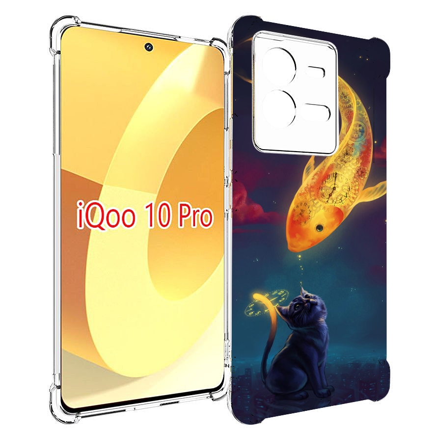 

Чехол MyPads золотая-рыбка-часовая для Vivo iQOO 10 Pro, Прозрачный, Tocco